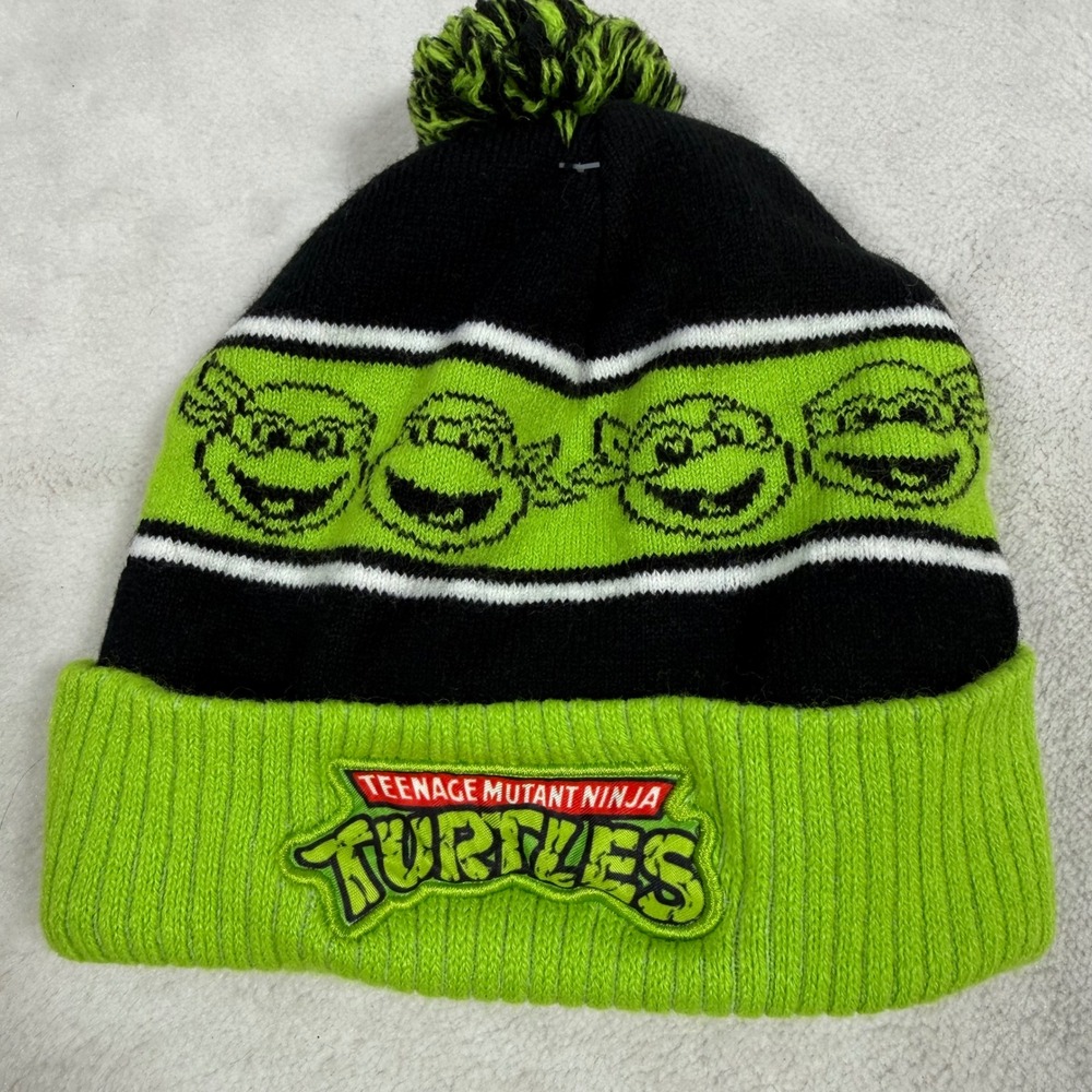 Nickelodeon Teenage Mutant Ninja‎ Turtles Kids Beanie Hat Pom Pom Black Green